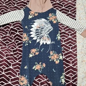 Kid's Rags Hooded Romper Floral Headdress Long Sleeve Pants 3/4T VGUC